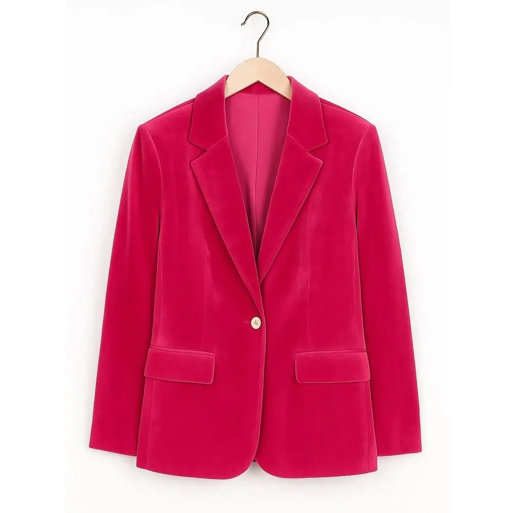 Studio Park x Shawn Killinger Velveteen Blazer in Sangria – NEW, Size XS